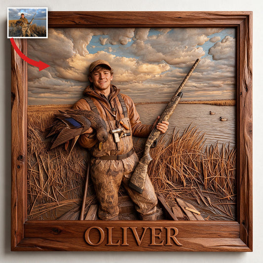 Personalized Custom Photo Duck Hunter Shaped Wood Sign Hunting Home Decor