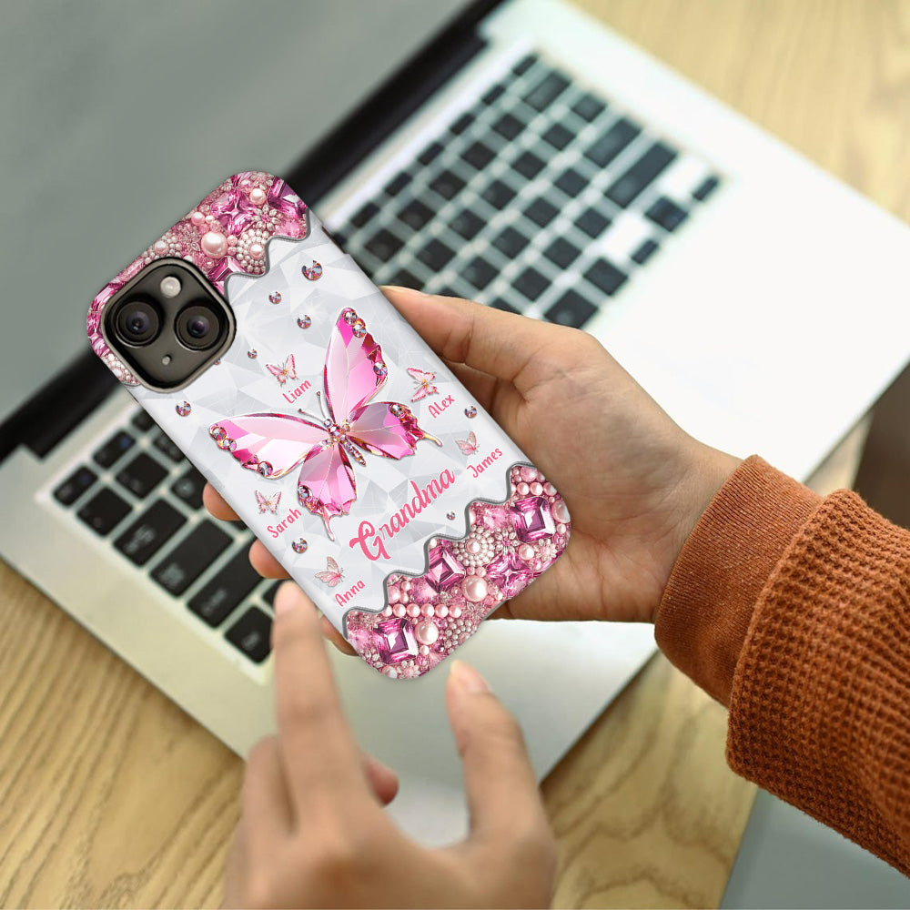 Grandma's Butterflies - Personalized Grandma Full Print Phone Case