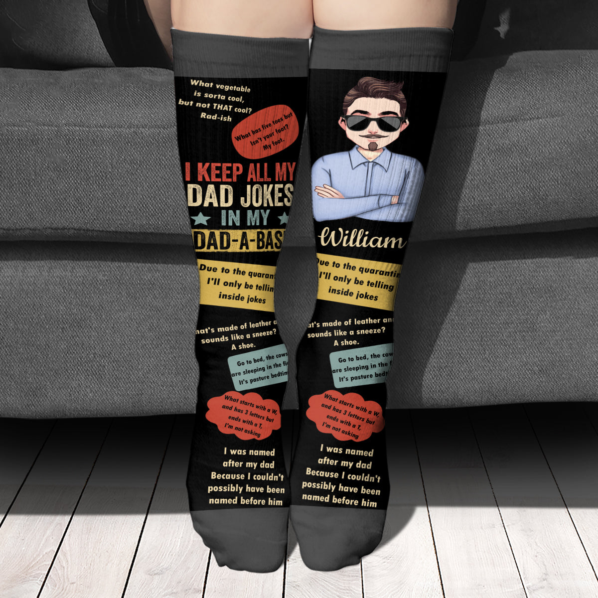 I Keep All My Dad Jokes - Personalized Father's Day Father Socks