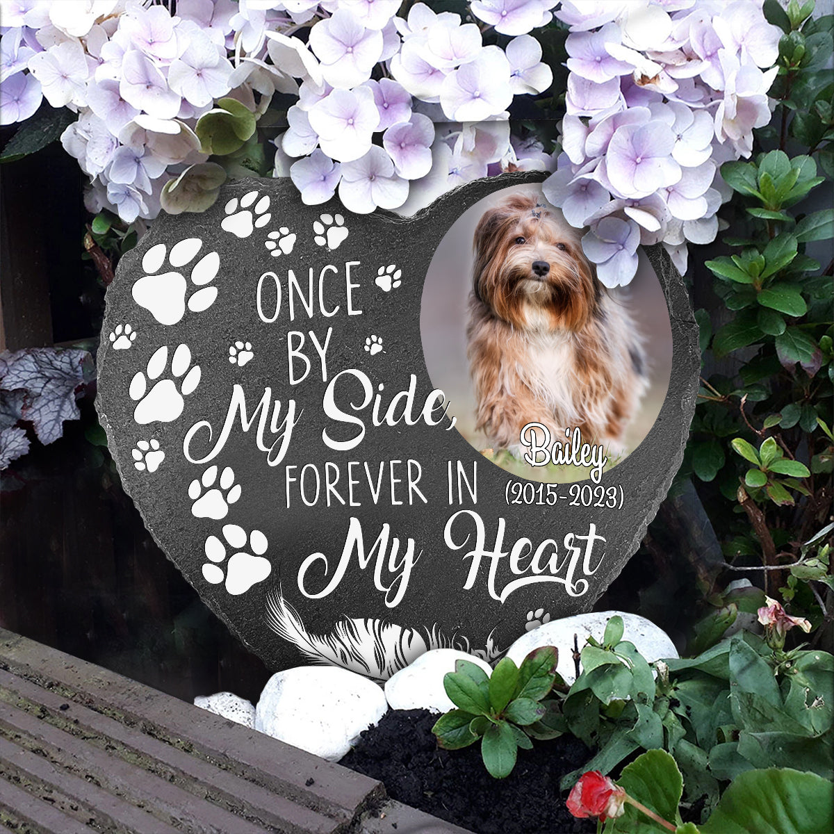 Once By My Side Forever In My Heart - Personalized Dog Heart Shaped Stone