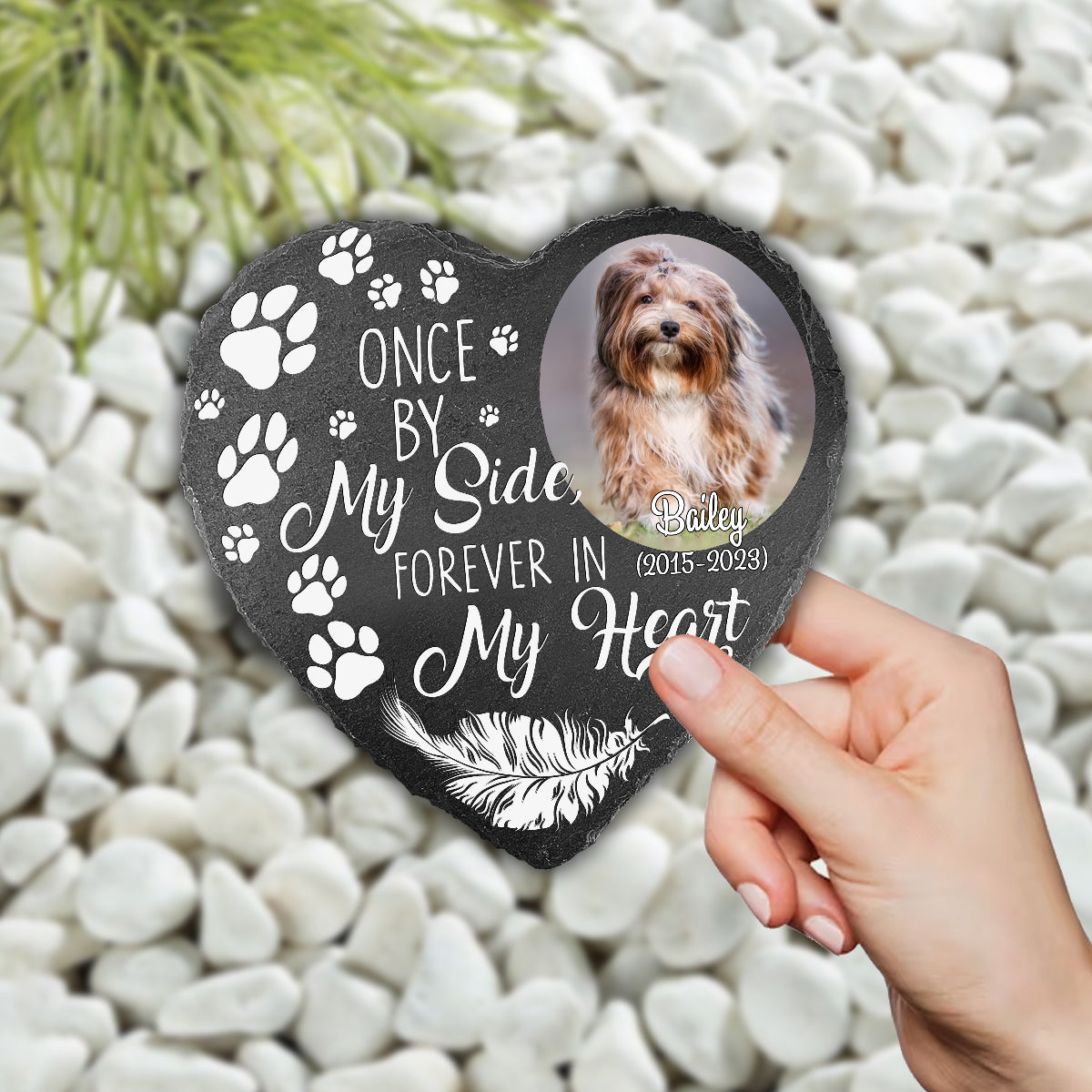 Once By My Side Forever In My Heart - Personalized Dog Heart Shaped Stone