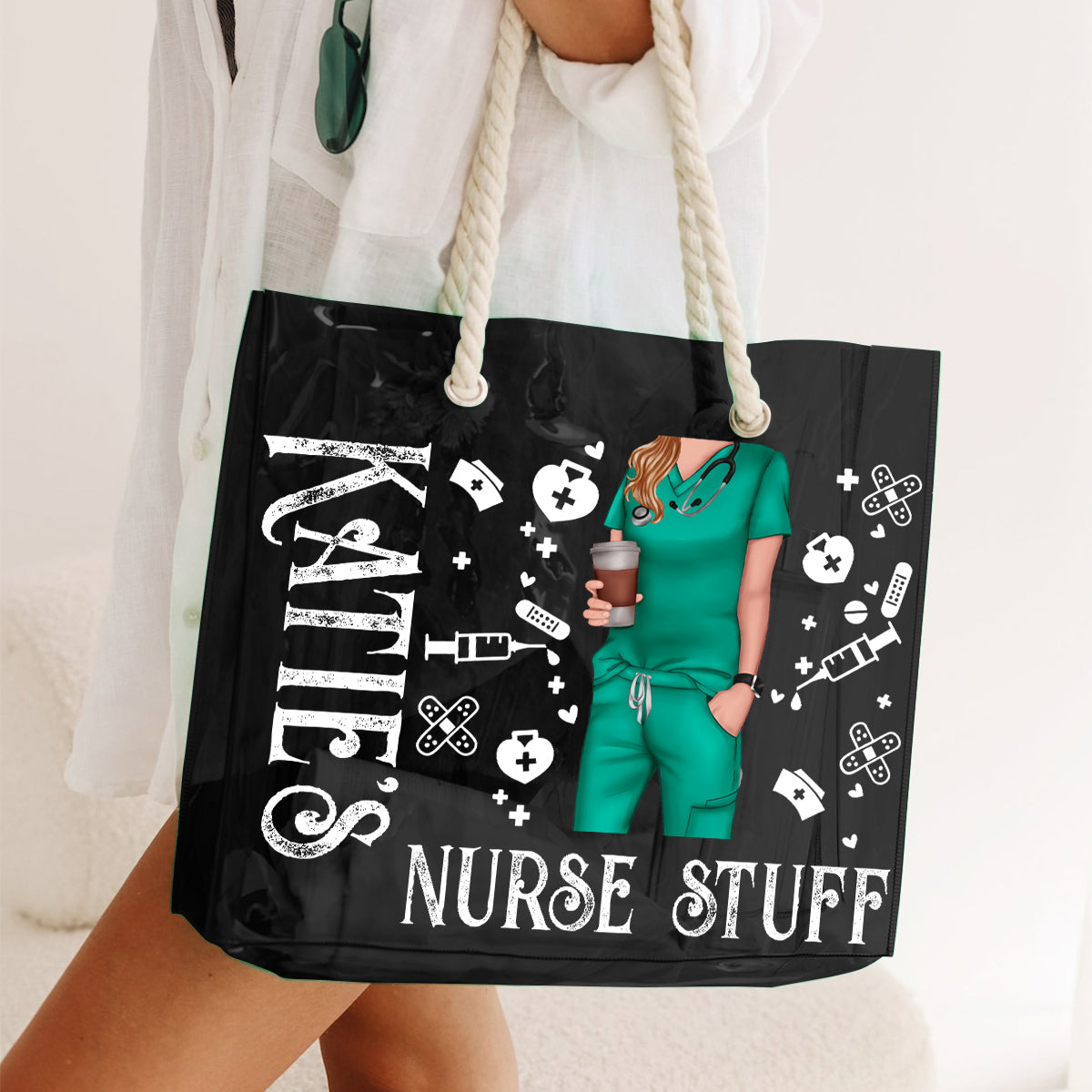Nurse Stuff - Personalized Nurse Clear Tote Bag