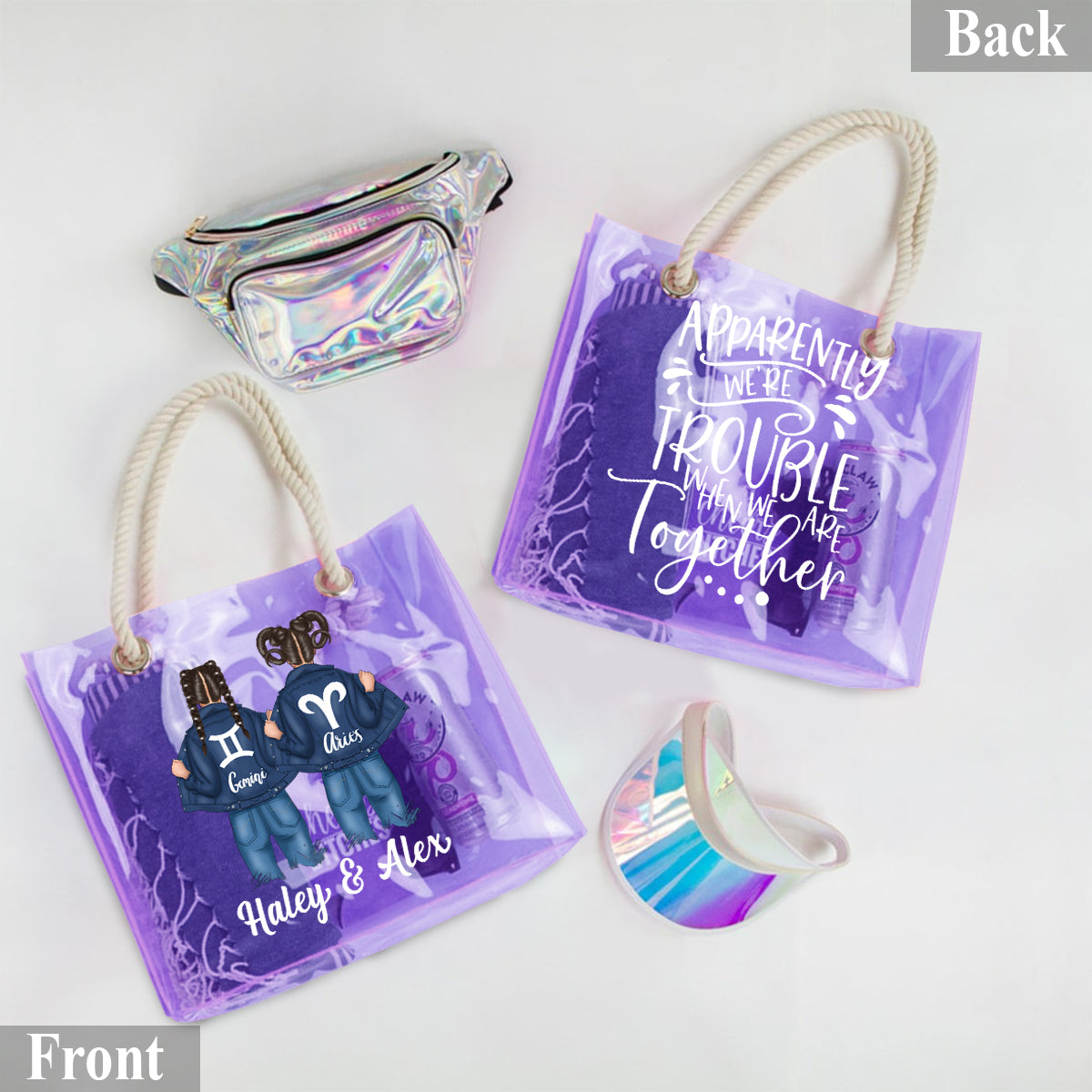 Apparently We Are Trouble - Personalized Bestie Clear Tote Bag