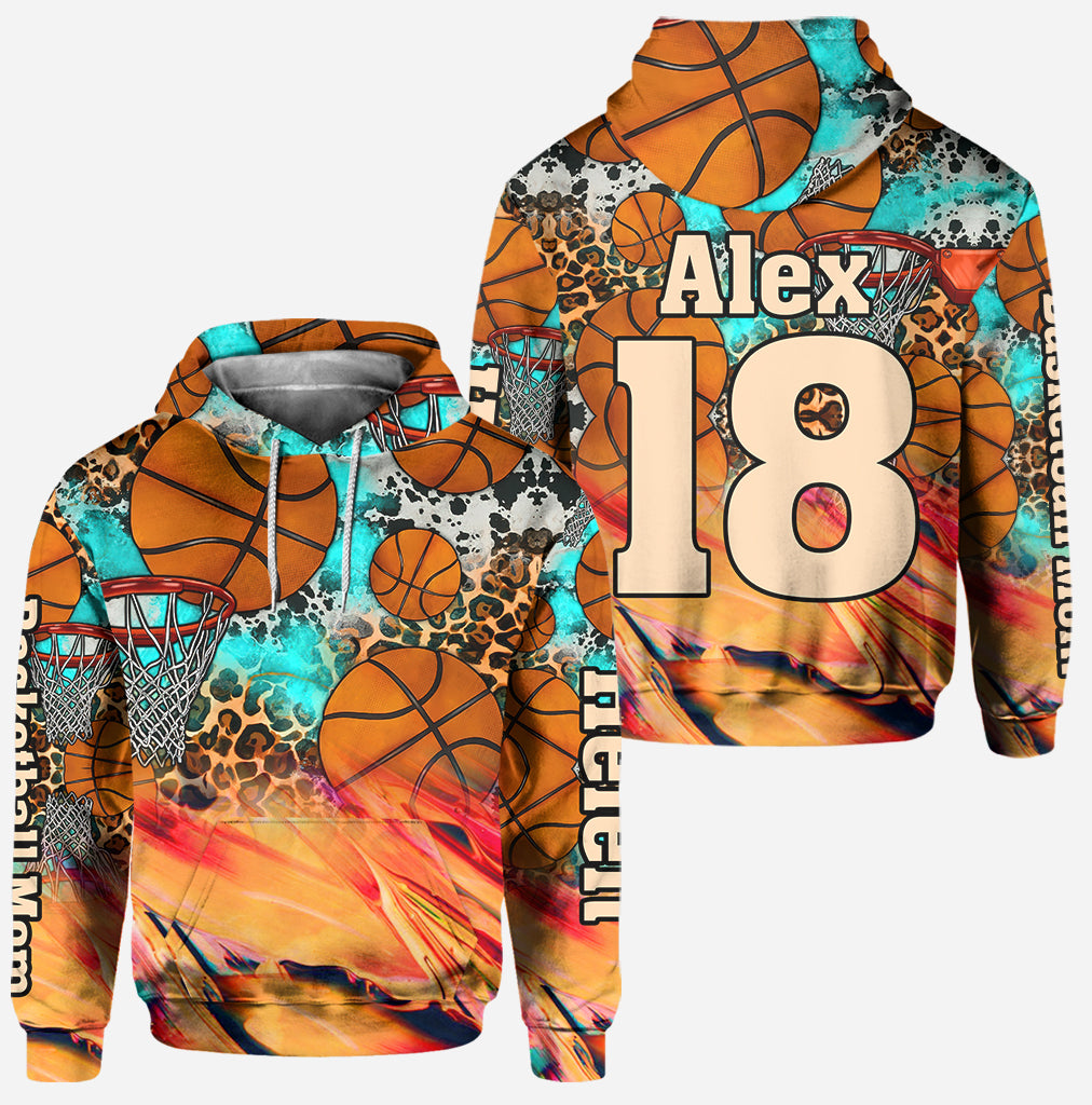 Basketball Mom Leopard - Personalized Basketball Hoodie and Leggings