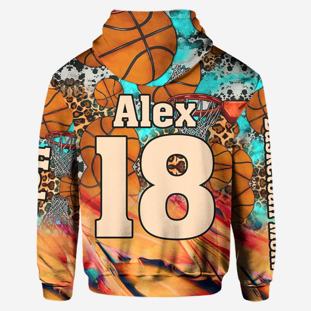 Basketball Mom Leopard - Personalized Basketball Hoodie and Leggings