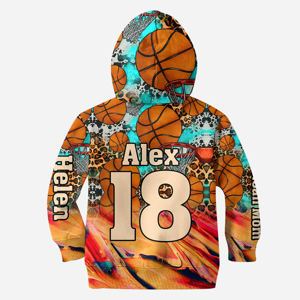 Basketball Mom Leopard - Personalized Basketball Hoodie and Leggings