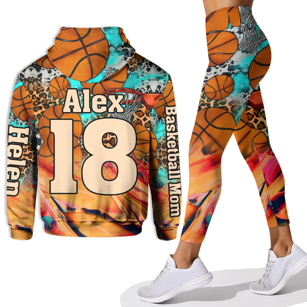 Basketball Mom Leopard - Personalized Basketball Hoodie and Leggings