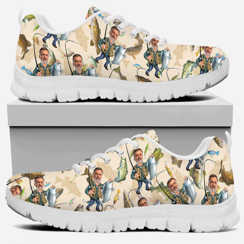 Photo Inserted Funny Fishing - Personalized Fishing Sneakers