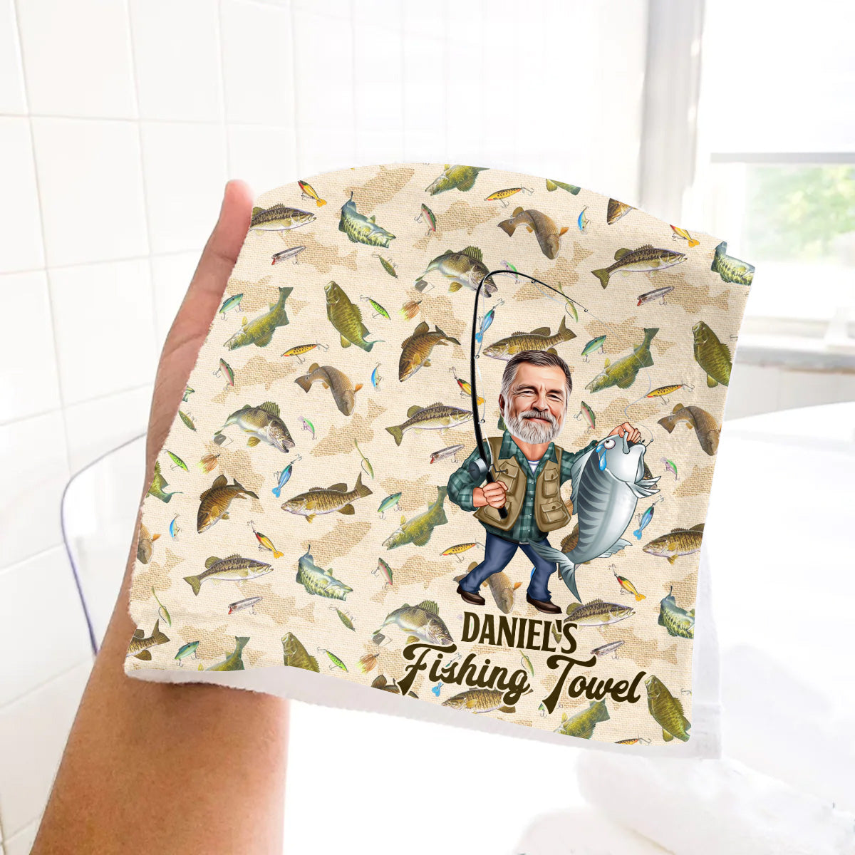 Photo Inserted Funny Fishing - Personalized Fishing Towel