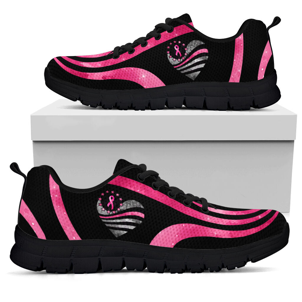 Pink Ribbon Heart Breast Cancer Awareness Sneakers 0622