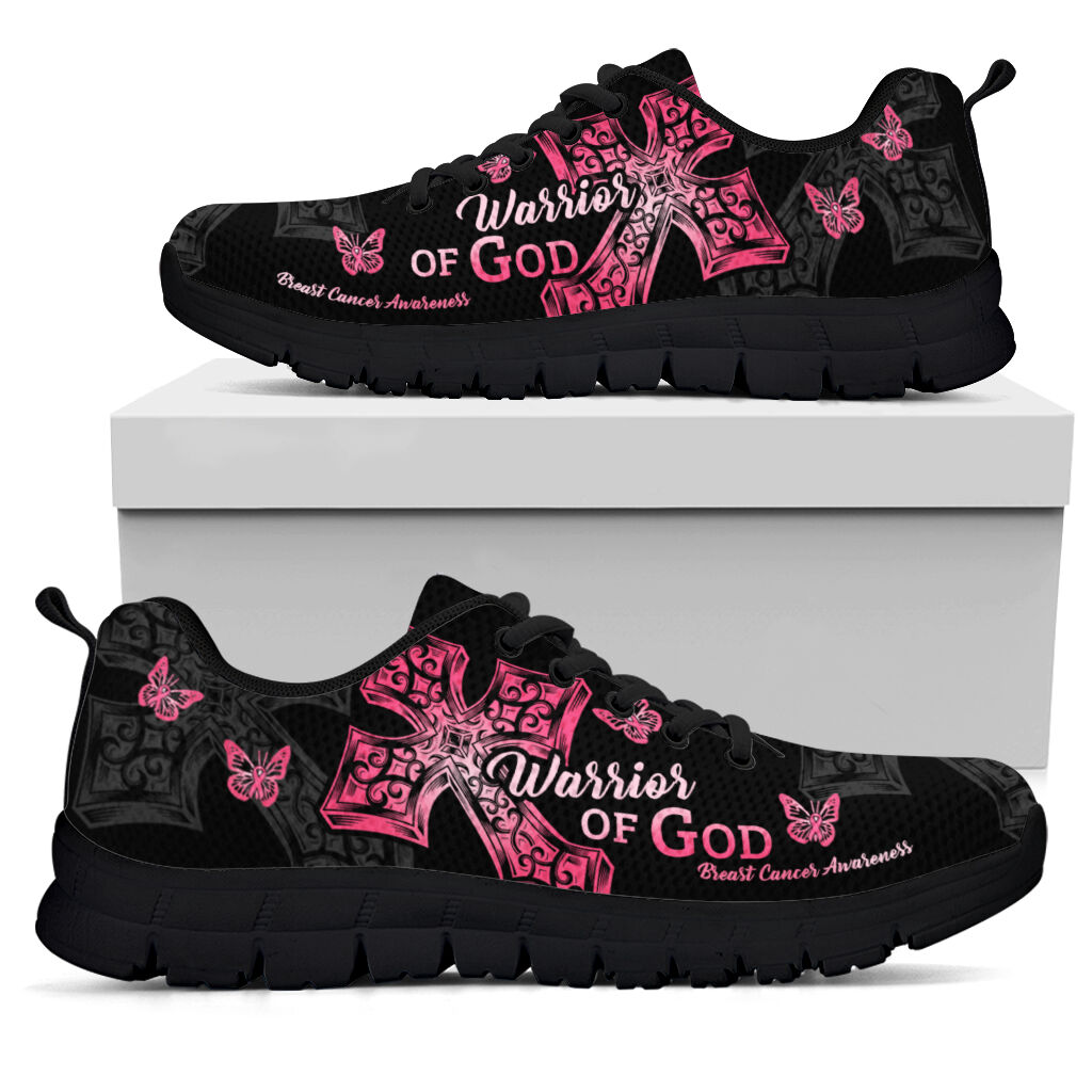 Warrior Of God Breast Cancer Awareness Sneakers 0622