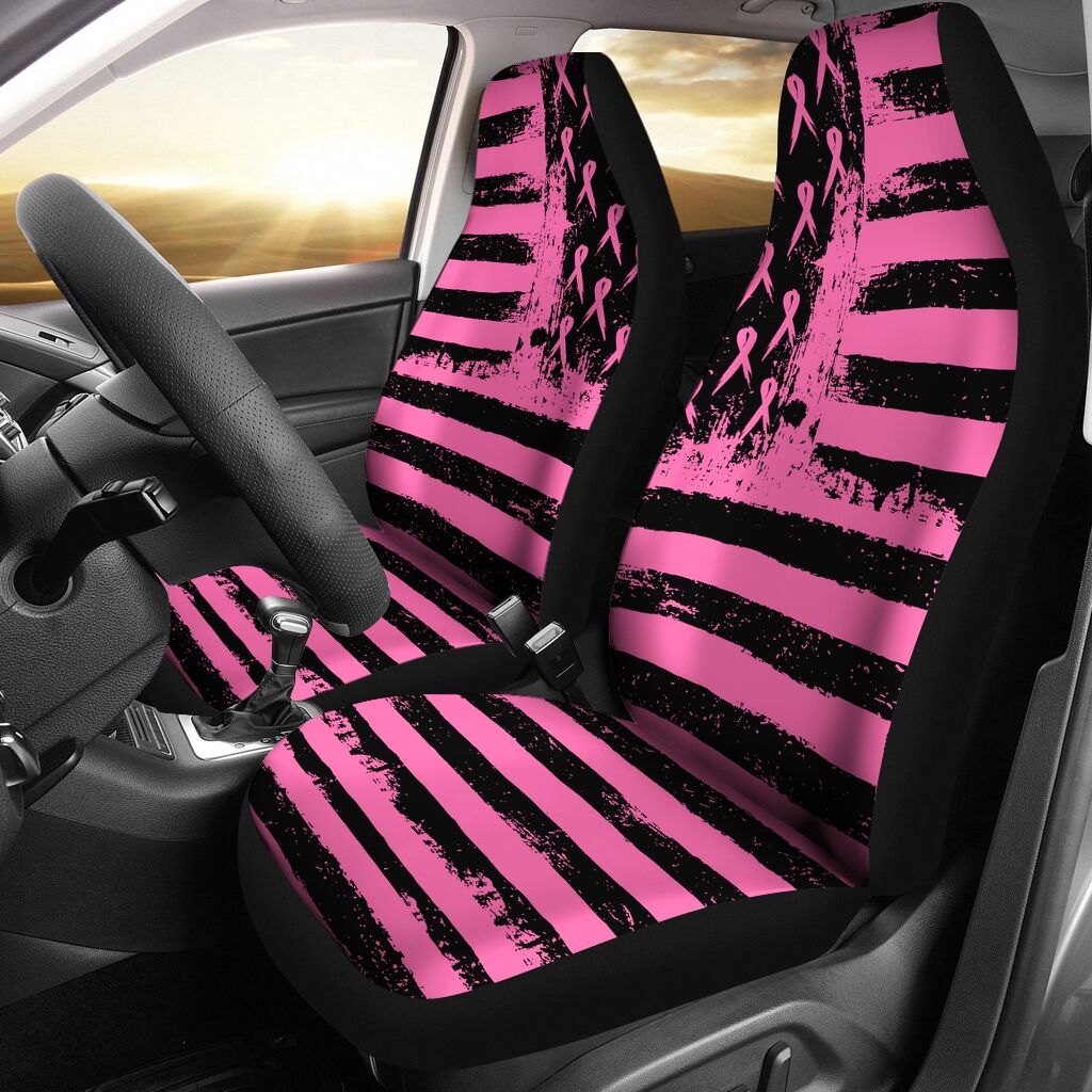 American Flag Breast Cancer Awareness Seat Covers 0622