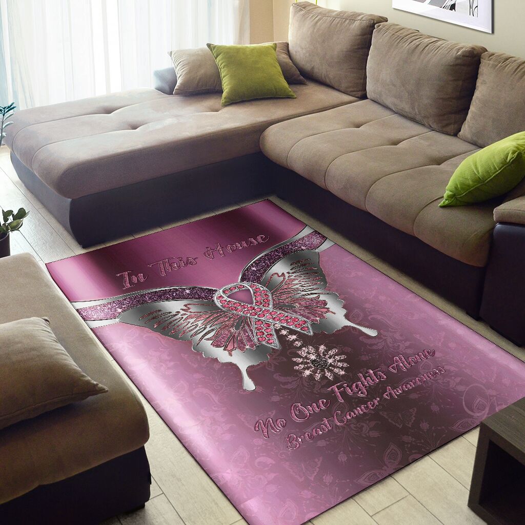 In This House No One Fights Alone Breast Cancer Awareness Rug 0622