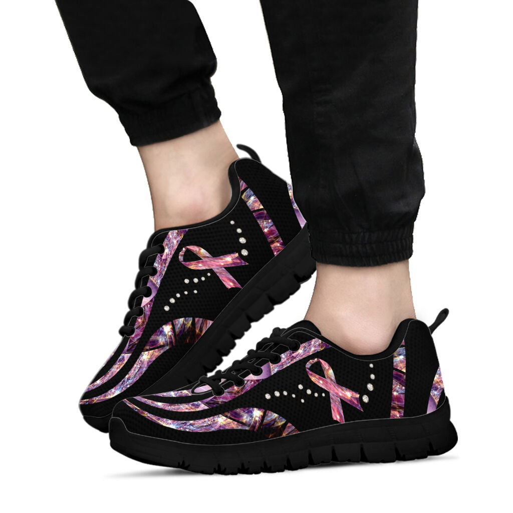 Faith Hope Love Rhinestone Pattern Print Breast Cancer Awareness Sneakers 0622