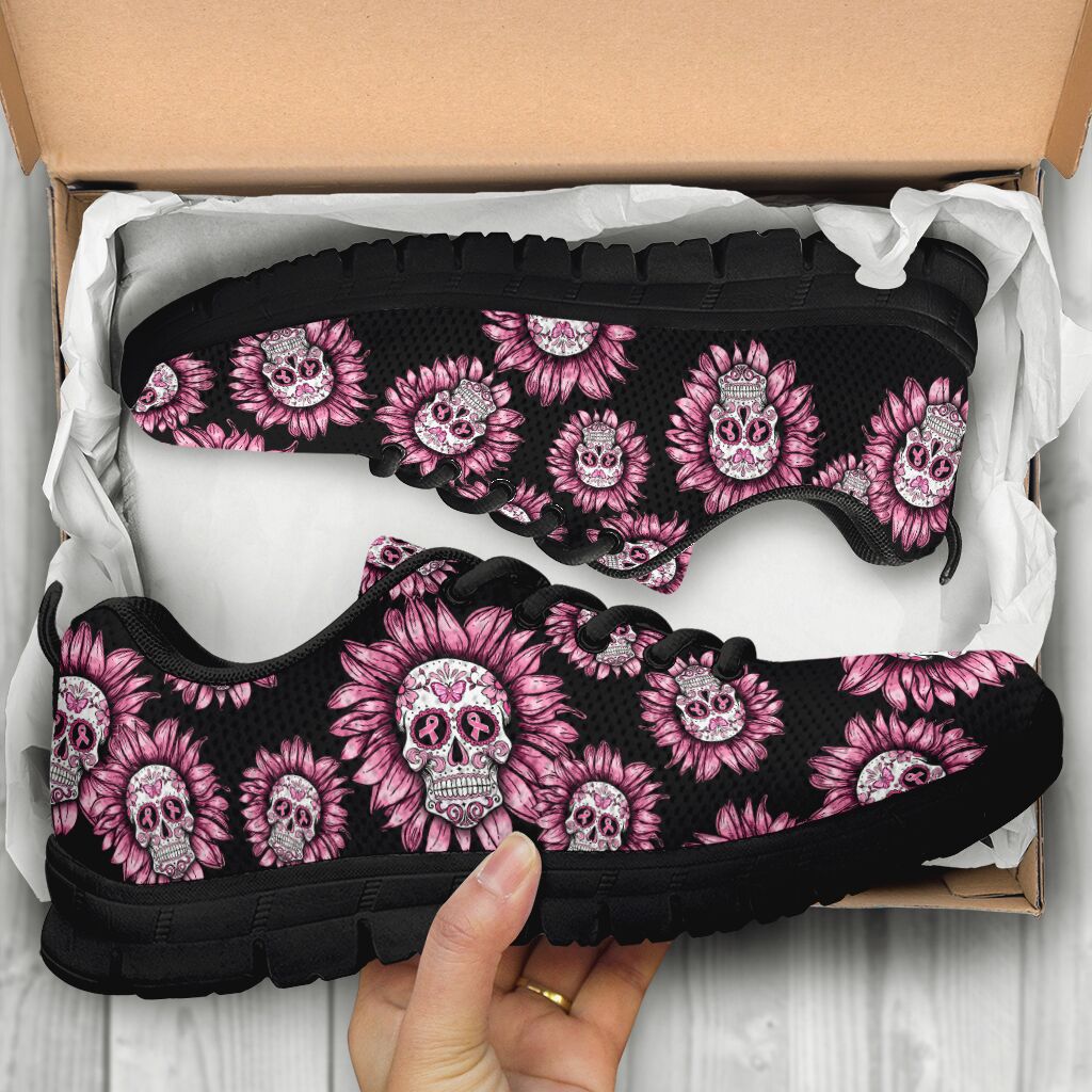 Skull Sunflower Breast Cancer Awareness Breast Cancer Awareness Sneakers 0622