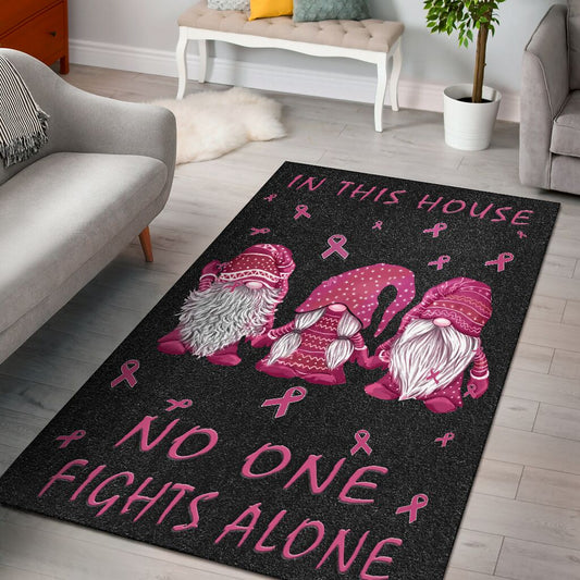 In This House We Never Give Up Breast Cancer Awareness Rug 0622