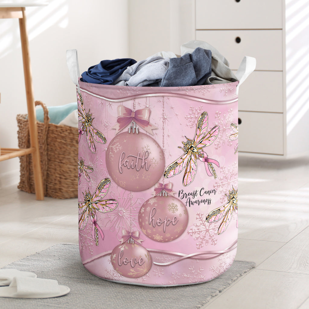 Faith Hope Love Metal Pattern Print Breast Cancer Awareness Storage Basket 0622