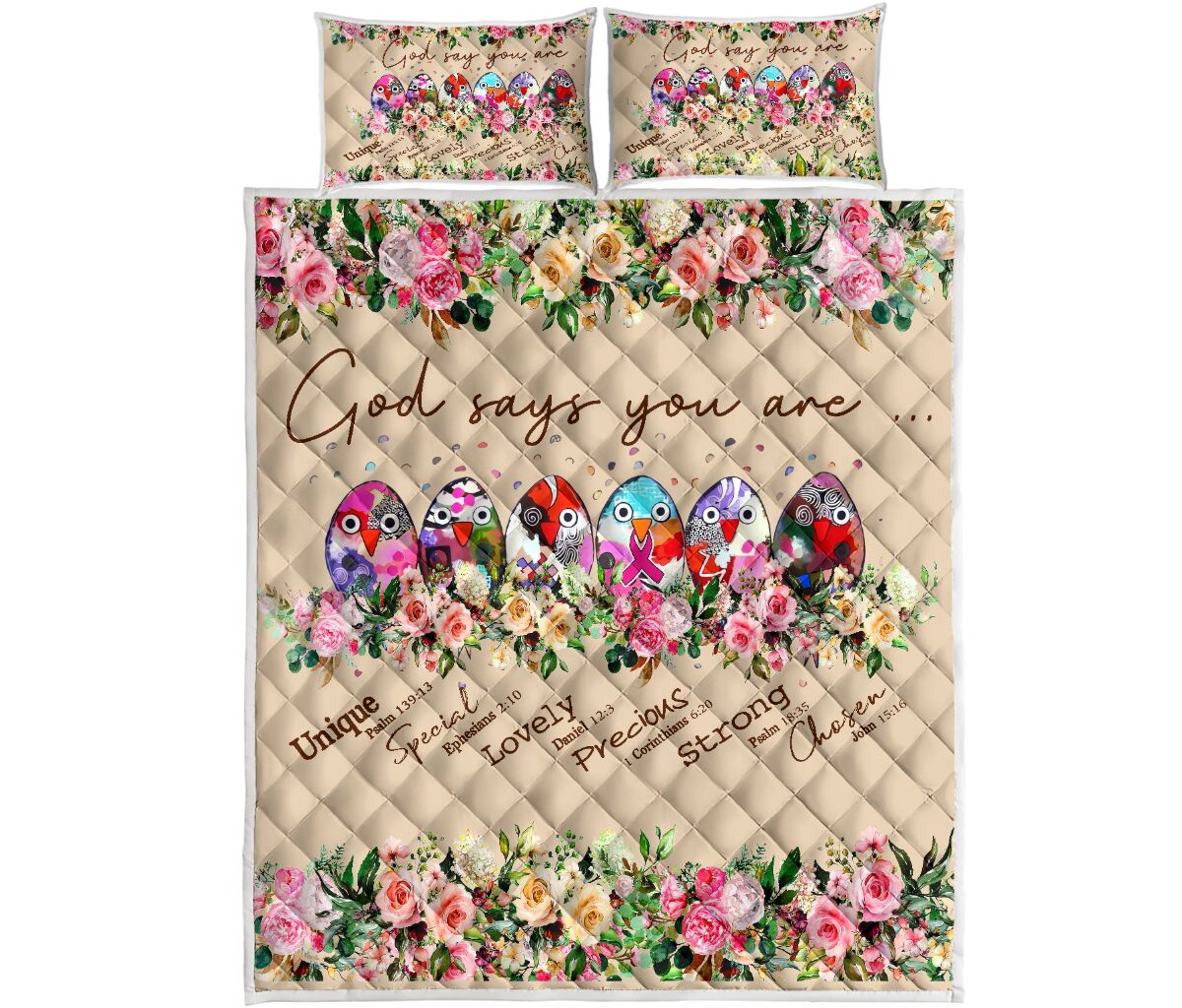 God Says You Are Breast Cancer Awareness  Quilt Set 0622