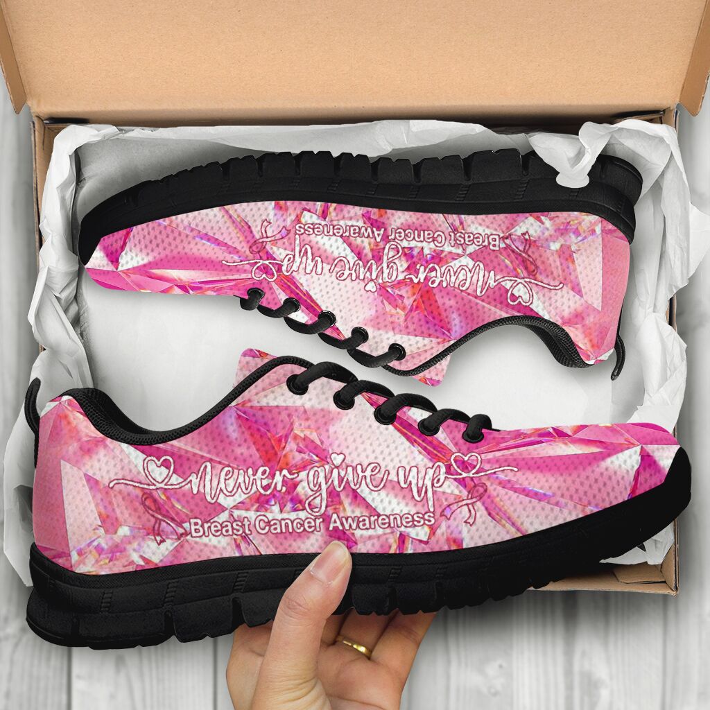 Never Give Up Breast Cancer Awareness Sneakers 0622