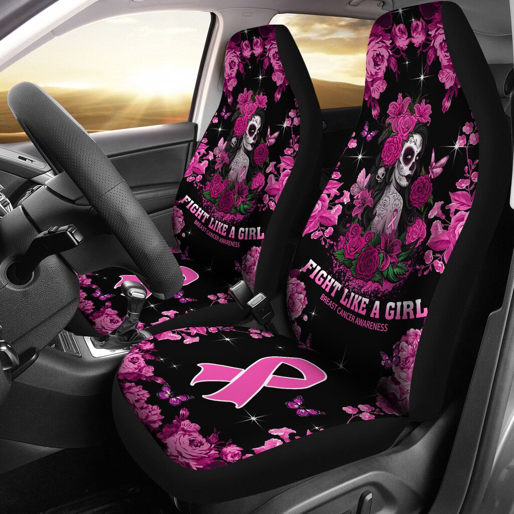 Fight Like A Girl Breast Cancer Awareness Seat Covers 0622
