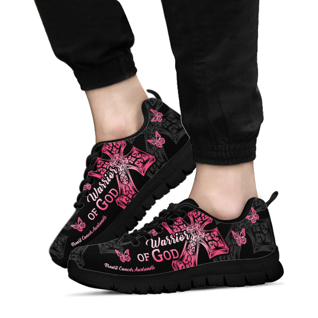 Warrior Of God Breast Cancer Awareness Sneakers 0622