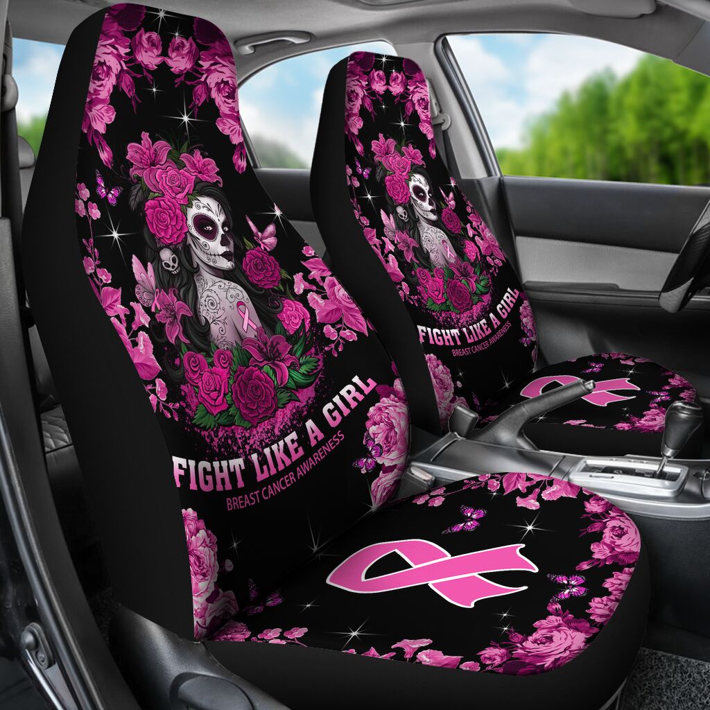 Fight Like A Girl Breast Cancer Awareness Seat Covers 0622