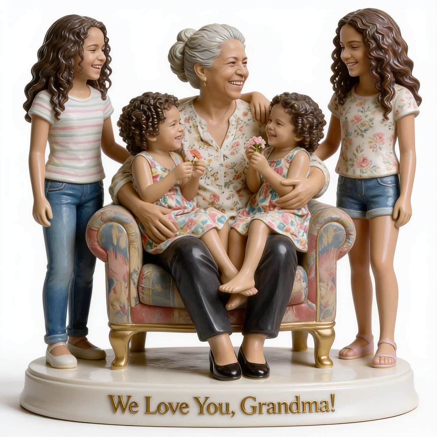 Custom Latin Grandma and Granddaughter Desk Sign Personalized Family Portrait Luxury Home Decor Statue Gift