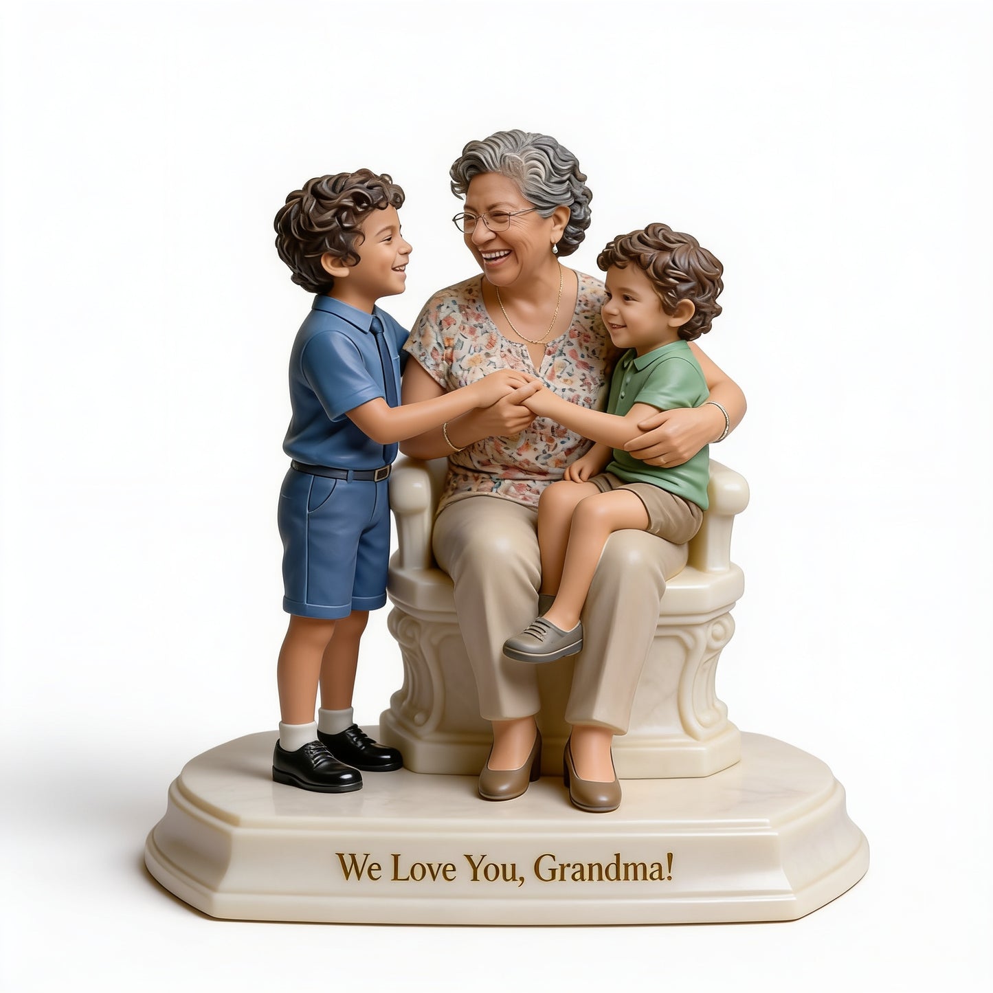 Custom Latin Grandma and Grandson Desk Sign Personalized Family Portrait Luxury Home Decor Statue Gift