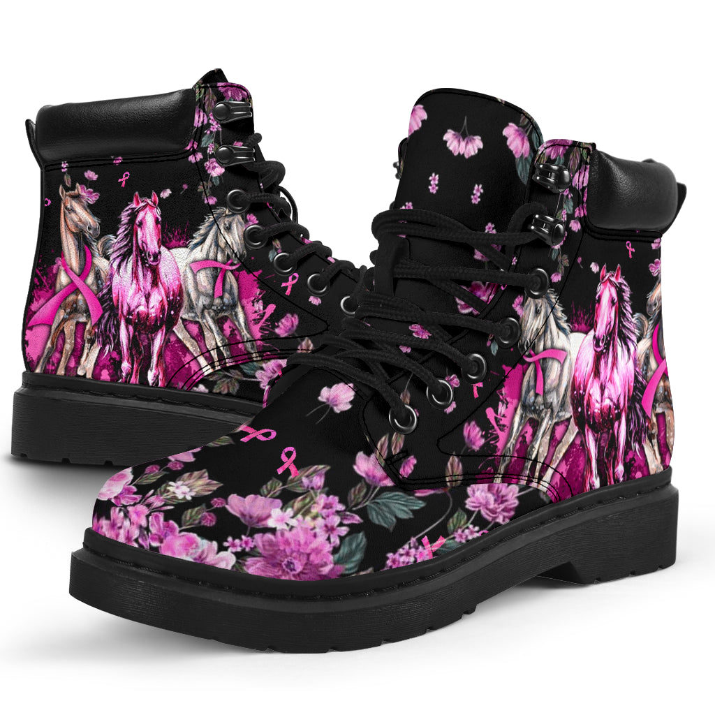 Never Give Up Breast Cancer Awareness All Season Boots 0622