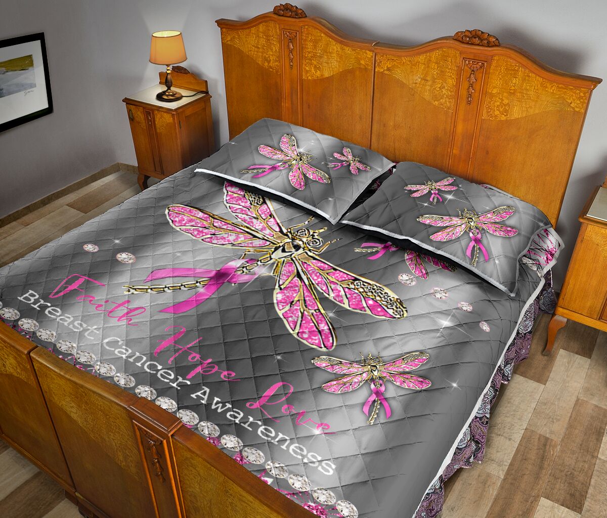 Faith Hope Love Breast Cancer Awareness  Quilt Set 0622
