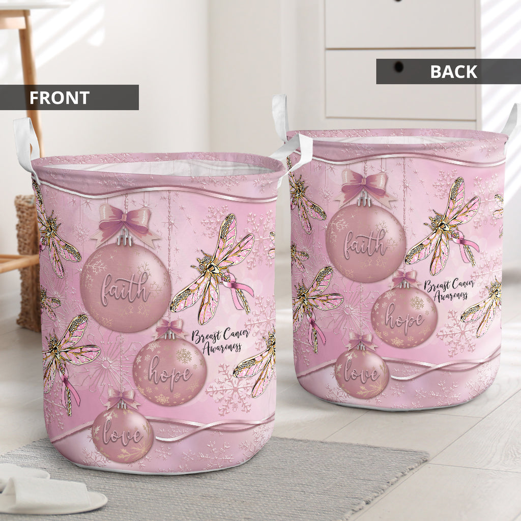 Faith Hope Love Metal Pattern Print Breast Cancer Awareness Storage Basket 0622