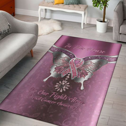 In This House No One Fights Alone Breast Cancer Awareness Rug 0622