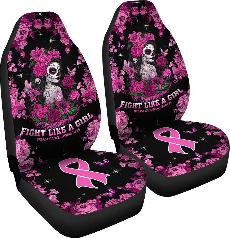 Fight Like A Girl Breast Cancer Awareness Seat Covers 0622