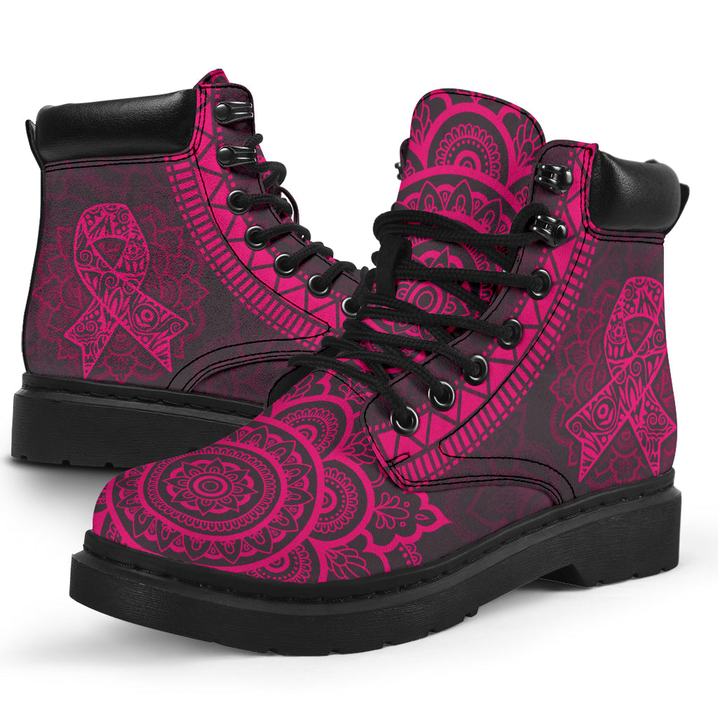 Breast Cancer Awareness Mandala Breast Cancer Awareness All Season Boots 0622