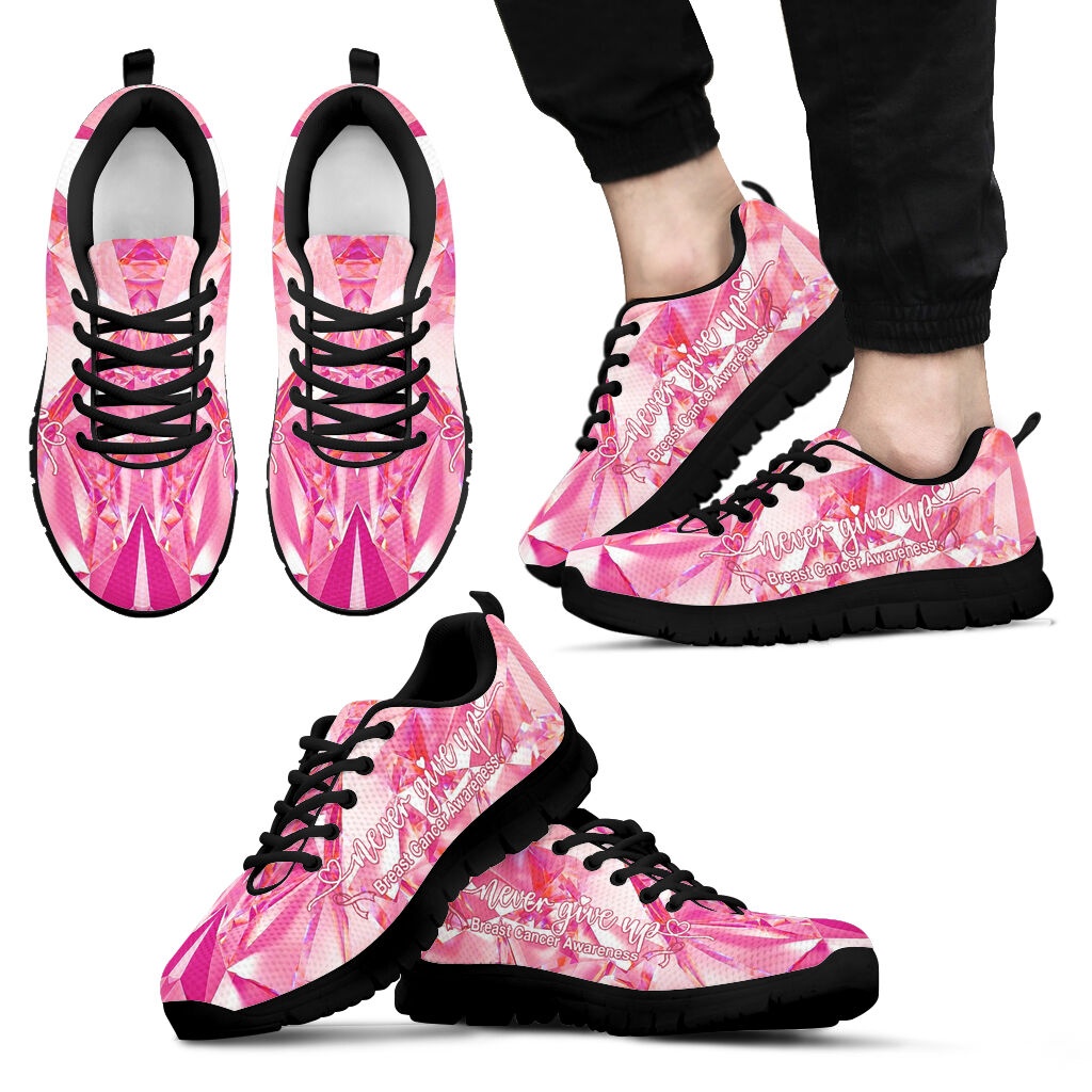 Never Give Up Breast Cancer Awareness Sneakers 0622