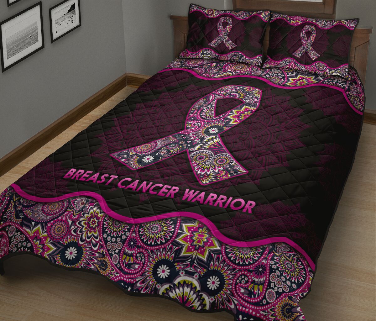 Breast Cancer Warrior Breast Cancer Awareness Quilt Set 0622