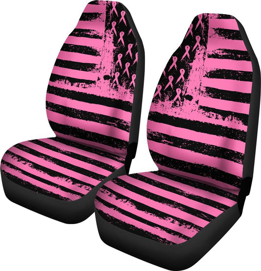 American Flag Breast Cancer Awareness Seat Covers 0622