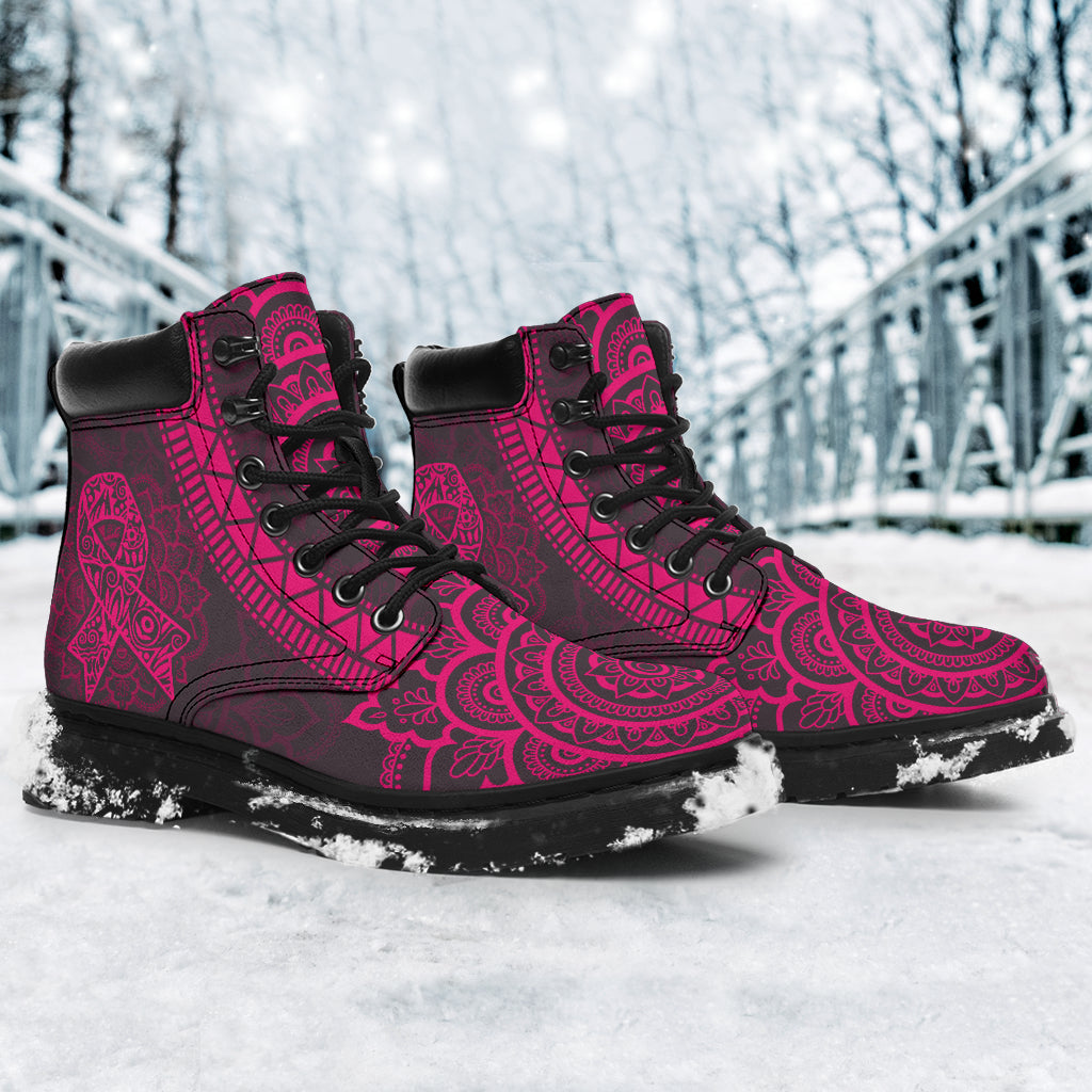 Breast Cancer Awareness Mandala Breast Cancer Awareness All Season Boots 0622