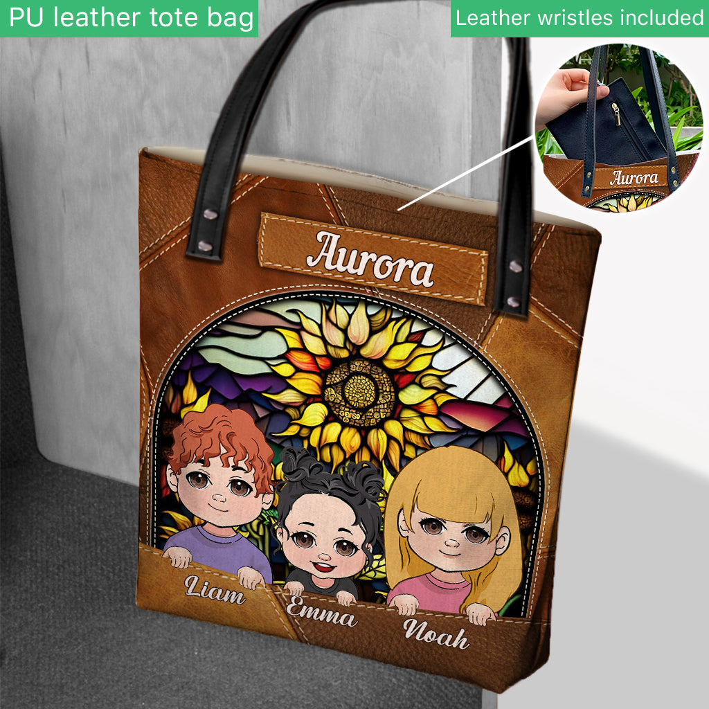 You Are My Sunshine Sunflower Stained Glass - Personalized Mother Tote Bag