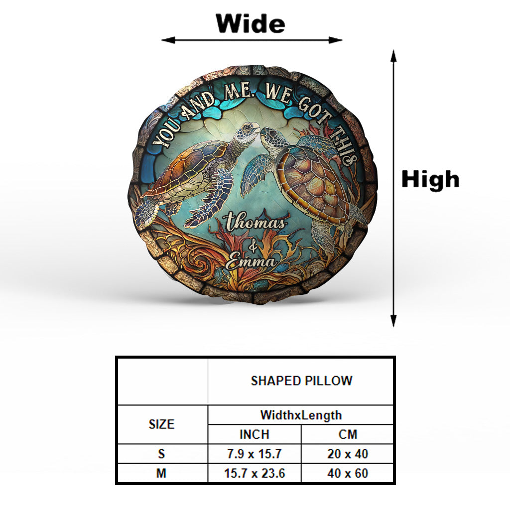 Stained Glass Couple Turtle - Personalized Turtle Shaped Pillow