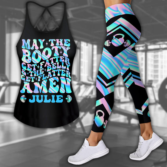 May The Booty Get Fatter - Personalized Fitness Cross Tank Top and Leggings