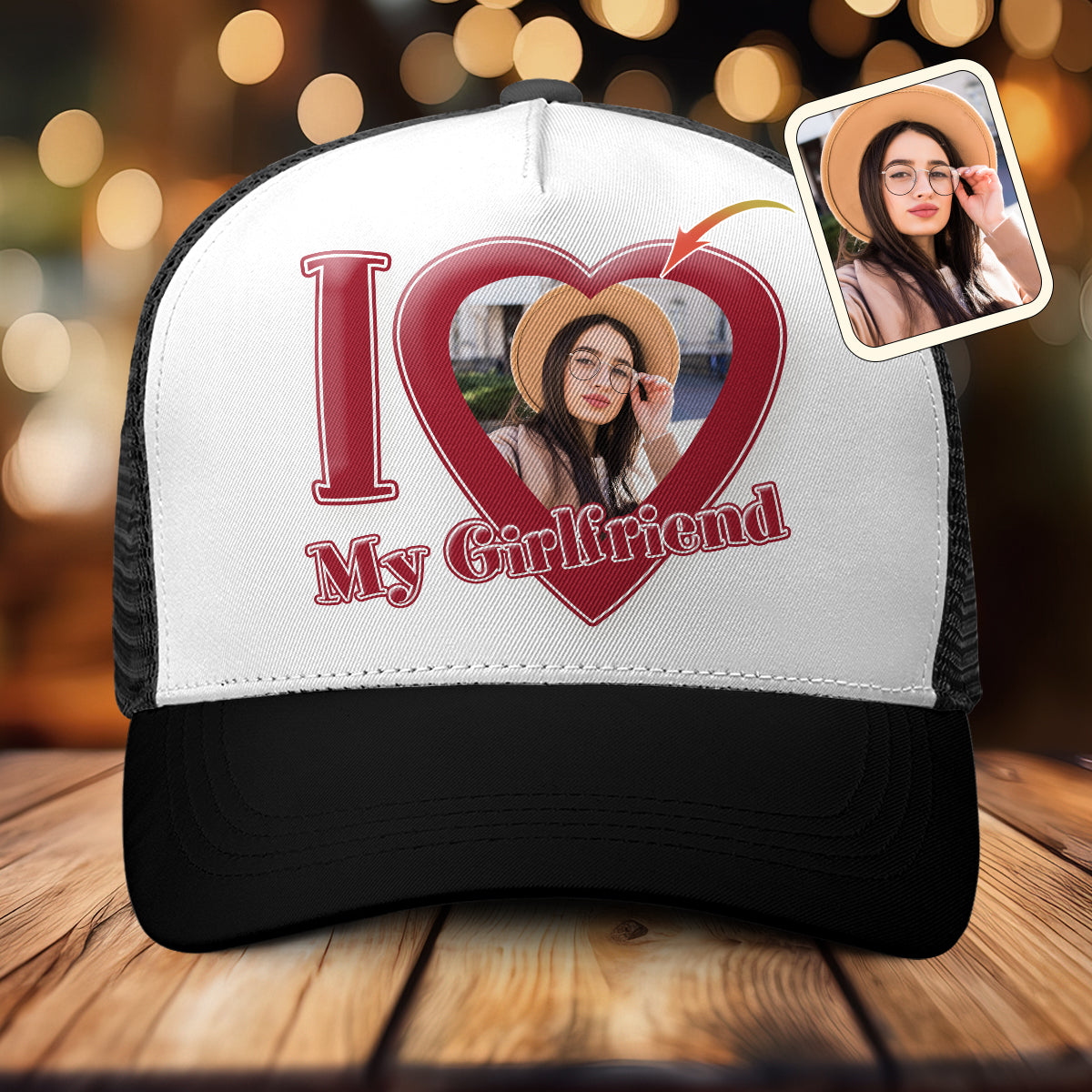 I Love My Girlfriend/ Boyfriend/ Wife... - Personalized Couple Trucker Hat