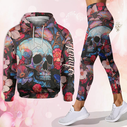 Floral Skull - Personalized Skull Hoodie and Leggings