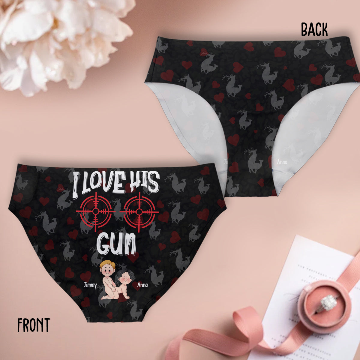 I Love Her Target I Love His Gun - Personalized Hunting Women Briefs & Men Boxer Briefs