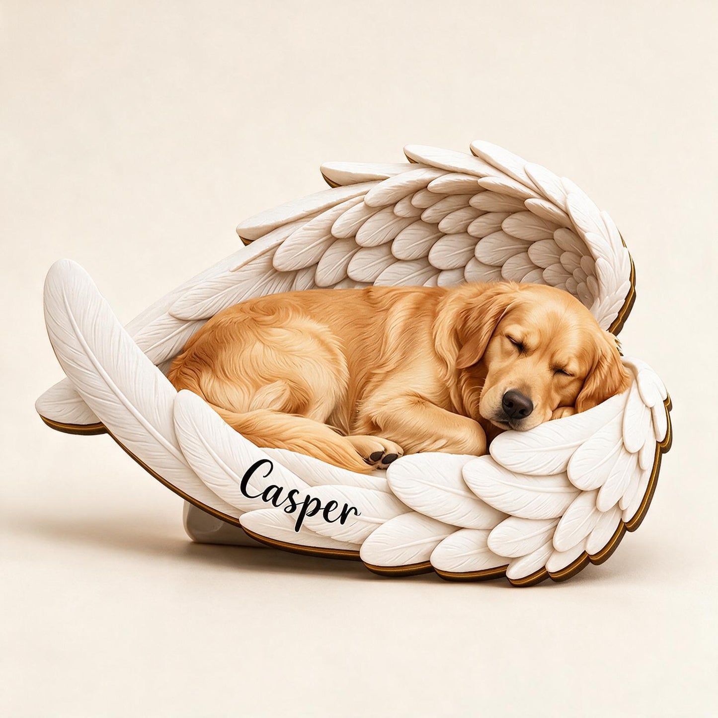 Personalized Sleeping Golden Retriever in Angel Wings Pet Memorial Car Visor Clip - Custom Name Sympathy Gift for Dog Loss