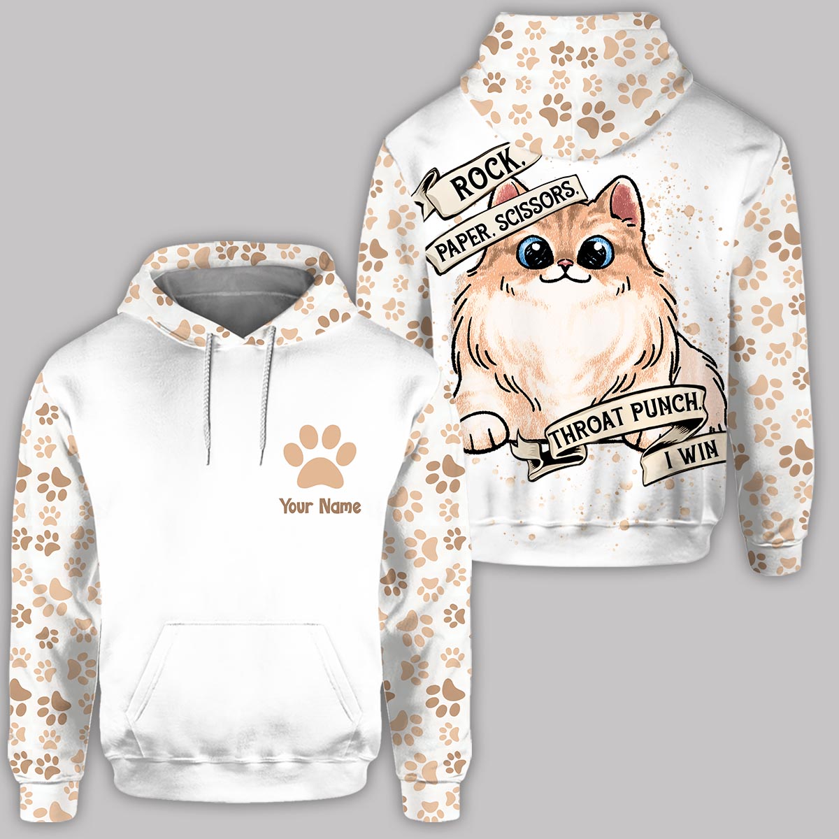 Rock Paper Scissors - Personalized Cat Hoodie and Leggings