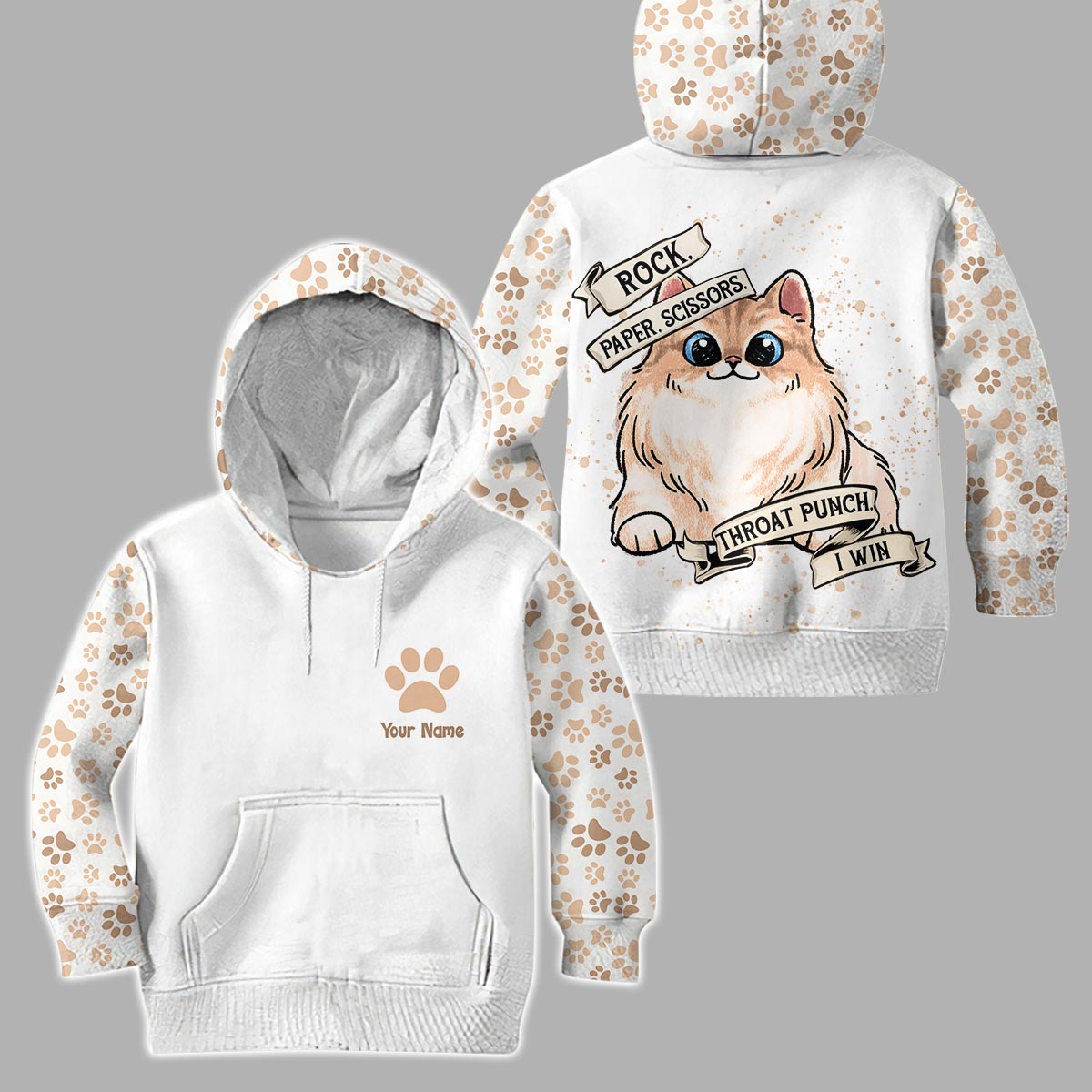 Rock Paper Scissors - Personalized Cat Hoodie and Leggings