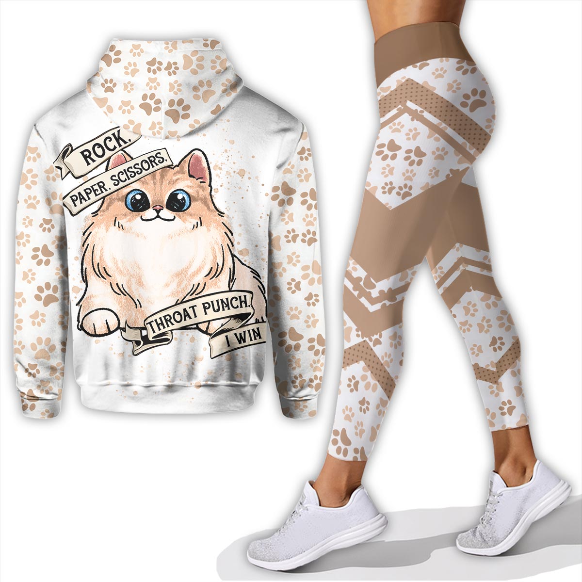Rock Paper Scissors - Personalized Cat Hoodie and Leggings