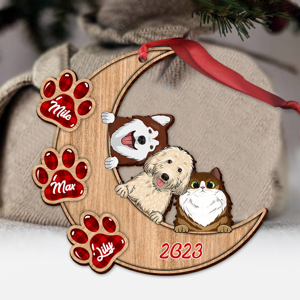 I Love You To The Moon And Back - Personalized Dog Ornament