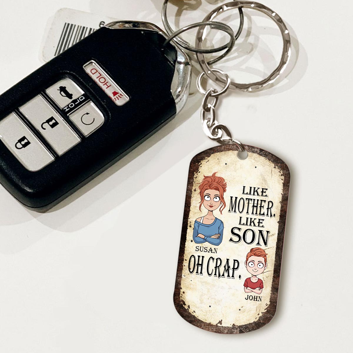 Like Father Like Daughter Like Son - Gift for dad, mom, son, daughter - Personalized Stainless Steel Keychain